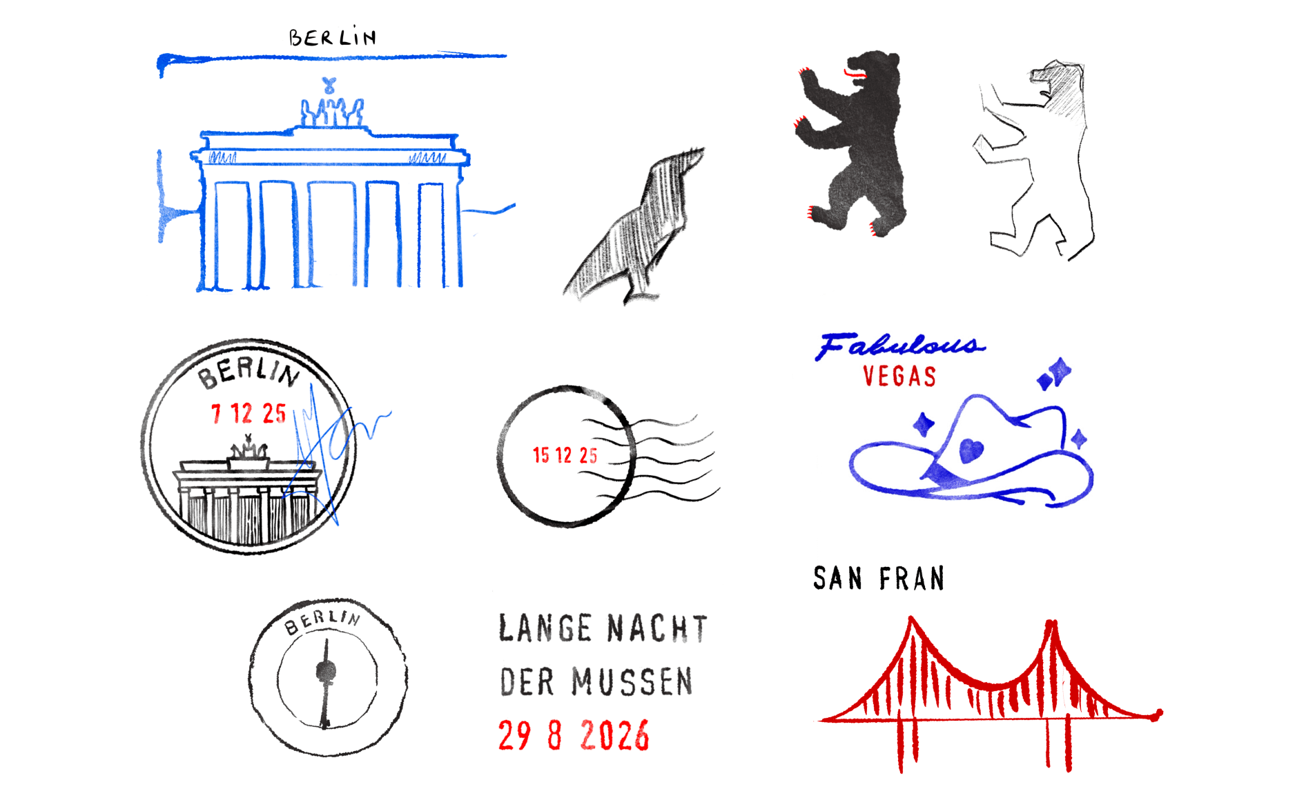 Stamp sketches and explorations